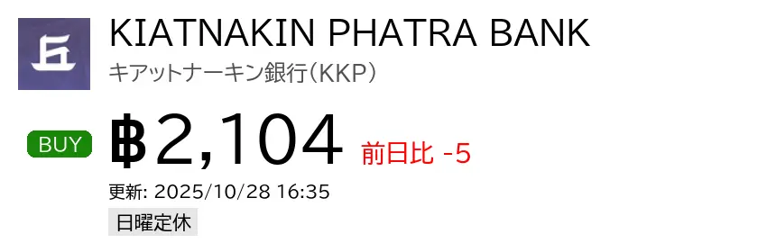 KIATNAKIN PHATRA BANK キアットナーキン銀行(KKP)