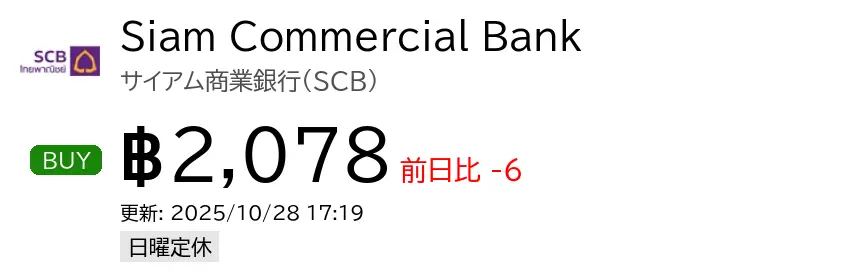 Siam Commercial Bank サイアム商業銀行(SCB)